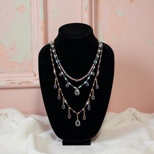 Joan Rivers Signed 3-Strand Beaded Statement Necklace – Pastel Drops | 26”